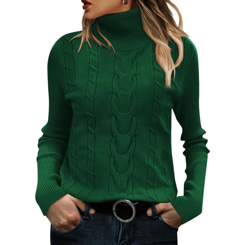 Women's Knit Turtleneck Sweater Medium Casual Warm Fall Winter Clothes